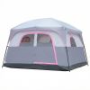 Gray 6 Person, Water/ Windproof Easy Setup, Double Layer Family Tent for Outdoor Camping with 1 Mesh Door & 5 Large Mesh Windows,