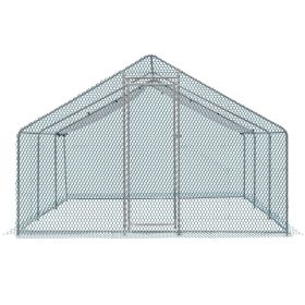 Large Metal 20 x 10 ft Walk-in Chicken Coop, Poultry Cage, Hen Run House with Waterproof Cover