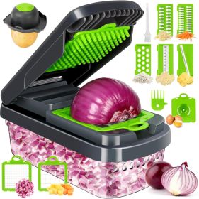 Professional 12-in-1 Multifunctional Food, Vegetable, Onion Chopper with 7 Blades, with Container for Storage
