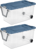 Clear/ Blue 160 Quart Durable Storage Container with Latching Lid and Pull Handle, 2 Pack (Shipment from Walmart)
