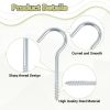 10 Pack Heavy Duty Steel Screw in Self Tapping Cup Hooks, 4-15/16"  with Open Loop, for Hanging Hammock