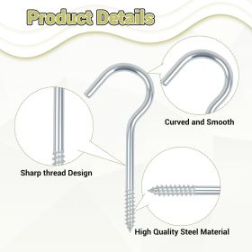 10 Pack Heavy Duty Steel Screw in Self Tapping Cup Hooks, 4-15/16"  with Open Loop, for Hanging Hammock