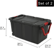 Black 40 Gallon Durable Plastic Storage Tote with Latching Lid and Pull Handle, 2 Pack (Shipment from Walmart)