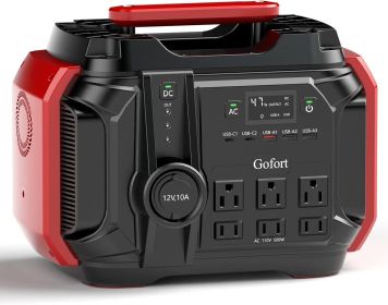 GOFORT Portable Solar Power Station 540Wh/500W(Peak 1000W) 6 x AC 110V Outlets PD 60W, CPAP Battery, Camping, Power Outage Supplies Emergency
