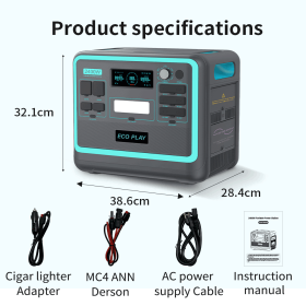 Solar Generator Portable Power Station; 2048Wh LiFePO4 Battery Backup;1.8H Fast Charging; 2400W AC Outlets(4800W Peak); 25A RV Output; Outdoor