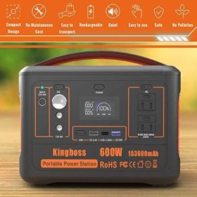 Portable110V/600W 568Wh Lithium Battery Pure Sine Wave AC/ DC USB Outlet Solar Power Generator Supply for Emergency Outdoor Camping Travel