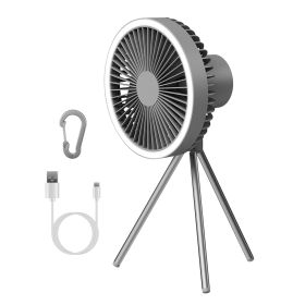 10000mAh Rechargeable Battery Powered Portable Camping Fan with Lantern & Tripod for Tent with Hanging Hook Carabiner Emergency Power Bank