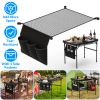 Hanging Storage Net for 35.43x23.62 Under Table Folding Net Bag Tear-Resistant with 3 Side Pockets 4 Corner Clips for Camping / Outdoor Hiking Fishing