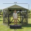 Dark Green Pop Up 10 x 11 ft Gazebo Screen Tent, Portable Instant Canopy Screen House with Nettings, Carry Bag, for Outdoor Camping