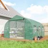 Green 10'x11'x6' Walk-in Tunnel Greenhouse with Shelves, Mesh Door and Windows, Plant Hot House with PE Cover,