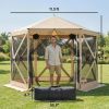 Beige 10 x 11 ft Pop Up Gazebo Screen Tent, Portable Instant Camping Canopy Screen House with Nettings, Carry Bag,