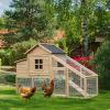 Natural 69" Wooden Chicken Coop, Poultry Cage Hen House with Connecting Ramp, Removable Tray, Ventilated Window and Nesting Box,