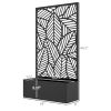 Black, Metal Outdoor Privacy Screen with Raised Garden Bed, Privacy Panel and Planter Box, Wall-Mounted or Freestanding,