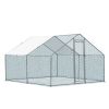 10 x 10 ft Large Metal Chicken Coop, Walk-in Poultry Cage Chicken Hen Run House with Waterproof Cover