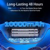 Portable 10000mAh, Rechargeable, 48Hrs Long-Lasted Wearable Personal Hands Free Hanging Cooling Necklace Fans, for Camping, Outdoor Travel, Hiking