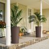 Brown, 29 Inch Outdoor Planter, Set of 2 Plastic Flower Pots, Weather and UV Resistant Stackable Large Planters,