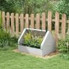 Brown & White Raised Garden Bed, Outdoor Metal Planter Box with Mini Greenhouse Cover,