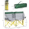 Oversized Loveseat Style, Folding Chair with Carry Bag & Cup Holders, for Outdoor, Lawn, Camping, Beach, Hiking, Travel, Green & Gray