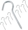 10 Pack Heavy Duty Steel Screw in Self Tapping Cup Hooks, 4-15/16"  with Open Loop, for Hanging Hammock