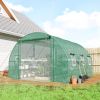 Green, Walk-in 10'x11'x6' Tunnel, Hoop House Greenhouse with Shelves, Mesh Door and Windows, with PE Cover,