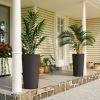 Black, 29 Inch Outdoor Planter, Set of 2 Plastic Flower Pots, Weather and UV Resistant Stackable Large Planters, Black