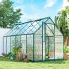 Dark Green 11x6 ft Polycarbonate with Swing Door and Two Adjustable Roof Vents, Aluminum Walk-in Greenhouse,