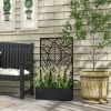 Black, Metal Outdoor Privacy Screen with Raised Garden Bed, Privacy Panel and Planter Box, Wall-Mounted or Freestanding,