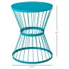 Blue Hourglass Design 16" Steel Patio Garden Accent Side End Table for Outdoor Tent and Indoor