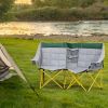 Oversized Loveseat Style, Folding Chair with Carry Bag & Cup Holders, for Outdoor, Lawn, Camping, Beach, Hiking, Travel, Green & Gray