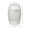 White 12" Steel Outdoor Side Table, Round Hollow Drum Patio End Table, Accent Table for Indoor and Outdoor,