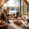 Wood Burning Portable Foldable Tent Stove with 5 Sections Chimney