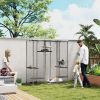 Galvanized Steel Outdoor Catio Cat Enclosure, Walk-in Cage with Waterproof Cover, 5 Adjustable Platforms, Hammock