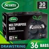 Scotts 36 Bags 30 Gallon Box Disposable Non-Rip Black Large Drawstring Garbage Bags, Suitable for Large Kitchen Garbage Cans, Super Strong 113.5L