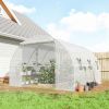 White, 10'x11'x6' Walk-in Tunnel with Shelves, Mesh Door and Windows, Hoop House Greenhouse with PE Cover,