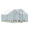 10 x 10 ft Large Metal Chicken Coop, Walk-in Poultry Cage Chicken Hen Run House with Waterproof Cover