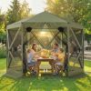 Dark Green Pop Up 10 x 11 ft Gazebo Screen Tent, Portable Instant Canopy Screen House with Nettings, Carry Bag, for Outdoor Camping