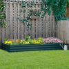 Green 95" x 36" x 12" Galvanized Raised Garden Bed, Easy DIY and Cleaning for Growing Flowers, Herbs, Succulents,