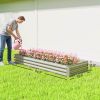Silver 95" x 36" x 12" Galvanized Raised Garden Bed, Easy DIY and Cleaning for Growing Flowers, Herbs, Succulents,