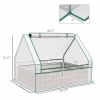 Brown & White Raised Garden Bed, Outdoor Metal Planter Box with Mini Greenhouse Cover,