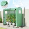 Green Mini Portable Greenhouse with Roll-Up Door and 2 Mesh Windows, PE Cover, 78.7" x 29.5" x 74",