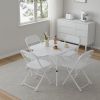 White, 34" Square Fold-in-Half Plastic Card Table, Party Event Dining Camping for Indoor Outdoor,