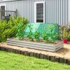 Silver 95" x 36" x 12" Galvanized Raised Garden Bed, Easy DIY and Cleaning for Growing Flowers, Herbs, Succulents,