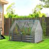 Clear & Dark Gray, 4 x 3 x 3ft Raised Garden Bed with Mini Greenhouse, Galvanized Raised Garden Bed with Cover,