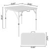 White, 34" Square Fold-in-Half Plastic Card Table, Party Event Dining Camping for Indoor Outdoor,