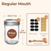 Small 8 oz 6Pcs, Half Pint Regular Mouth Mason Jar with Lids and Seal Bands, Glass Canning Jars for Jam, Jelly, Spice, Meal Prep, Honey