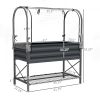 Dark Gray Raised Garden Bed with Legs and Cover, Metal Elevated Planter Box with Bottom Shelf and Liner for Vegetables,