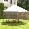 Hexagonal 13FT Large Metal Pet Cage & Chicken Coop with Wire Mesh and Lockable Door