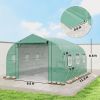Green 10'x11'x6' Walk-in Tunnel Greenhouse with Shelves, Mesh Door and Windows, Plant Hot House with PE Cover,