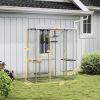 Galvanized Steel Outdoor Catio Cat Enclosure, Walk-in Cage with Waterproof Cover, 5 Adjustable Platforms, Hammock