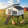 Elevated Leg Chicken, Hen, Rabbit Hutch, Coop/ House with Nesting Box, with Ramp, Asphalt Openable Roof